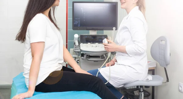 Doctor and patient. Ultrasound equipment. Diagnostics. Sonography