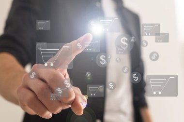 Chat with AI or Artificial Intelligence technology. Businessman using a laptop computer chatting with an intelligent artificial intelligence asks for the answers he wants