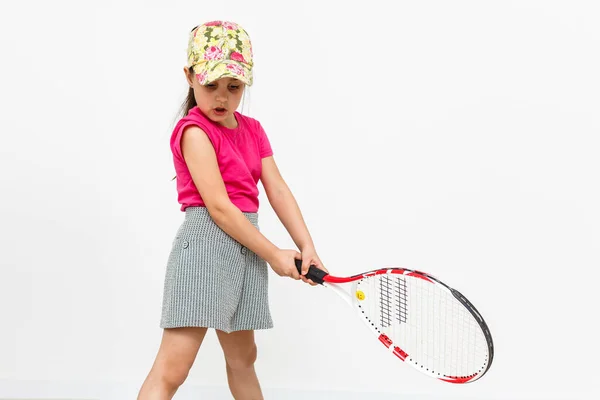Little Girl Tennis Racket — Fotografia de Stock