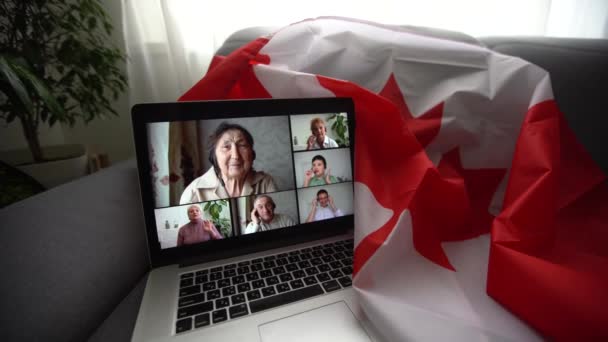 Kanada Ulusal Bayrak Iletişim Bağlantı Kavramı — Stok video