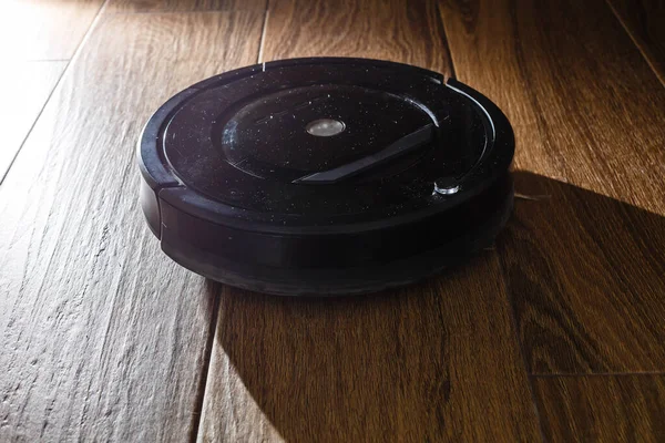 Ρομποτική Ηλεκτρική Σκούπα Laminate Ξύλο Πάτωμα Έξυπνη Τεχνολογία Καθαρισμού Επιλεκτική — Φωτογραφία Αρχείου