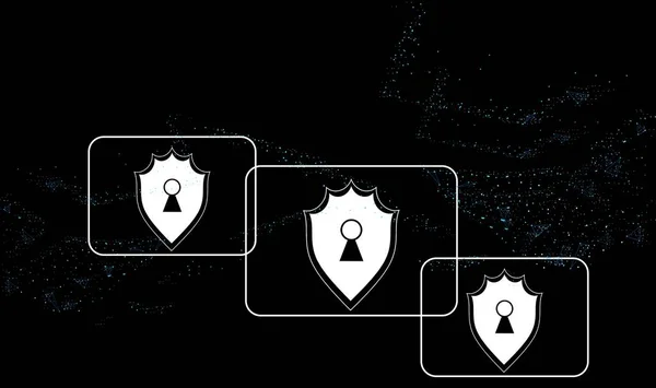 Tarcza Ochronna Ikona Wirtualny Interfejs Ekranu Ochrona Danych Cyberbezpieczeństwo Prywatność — Zdjęcie stockowe