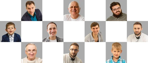 Olika Människor Ansikte Eller Avatar Porträtt Collage Högkvalitativt Foto — Stockfoto