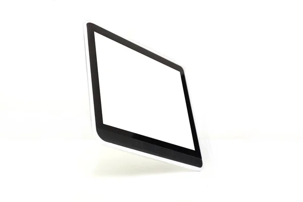 Izole Kırpma Yolu Ile Beyaz Üzerinde Modern Siyah Tablet — Stok fotoğraf