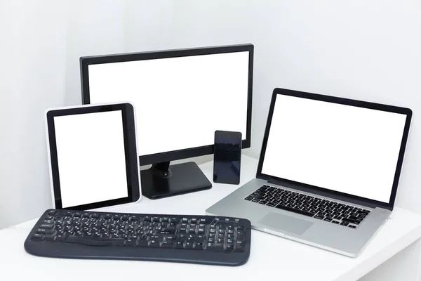 Computermonitor Laptop Tablet Und Mobiltelefon — Stockfoto