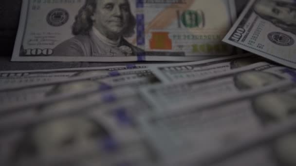 お金の背景アメリカの100ドル札 — ストック動画