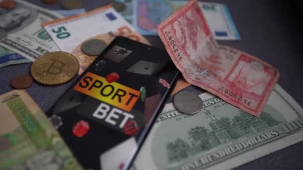 Peníze Smartphone Aplikací Sportovních Sázek — Stock video