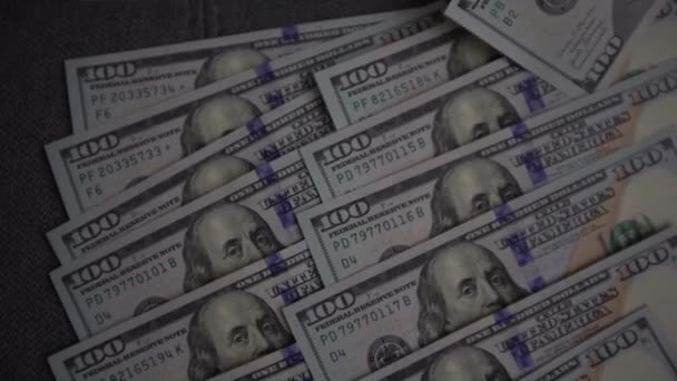 Sedlar 100 Dollar Amerikanskt Papper Vintage Pengar Kontanter Utsikt Ovanifrån — Stockvideo