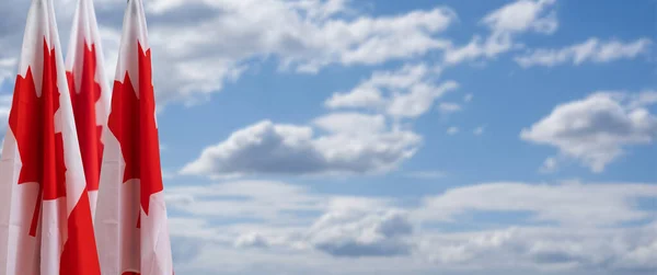 Mavi Gökyüzünün Altında Kanada Bayrağı — Stok fotoğraf