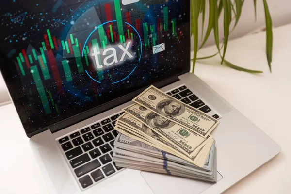 Laptop Tax Money Dollar — Stock Photo, Image