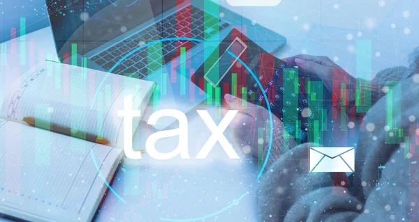 Steuerzeit Steuererklärung Konzepte Für Staatliche Steuern Online Steuererklärung Für Virtuellen — Stockfoto