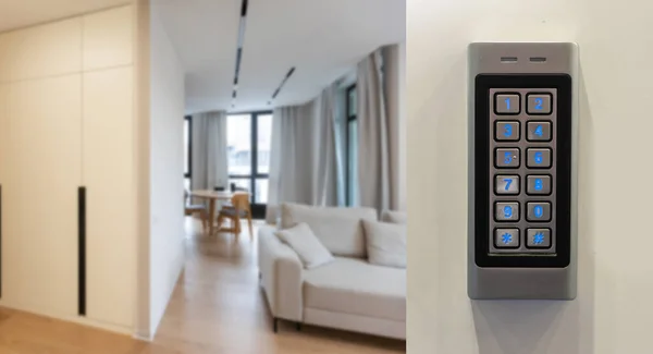 Digital door lock security systems for access protection of hotel, apartment door. Electronic key pads numbers
