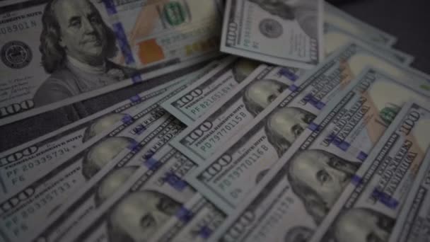 Antecedentes Con Billetes Americanos Cien Dólares — Vídeos de Stock