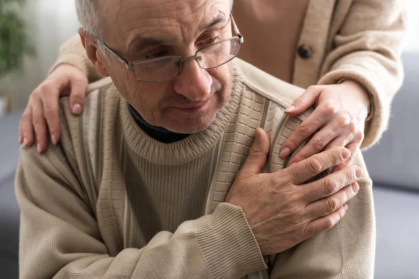 Hands Elderly Man Holding Hand Younger Woman — Stock Photo, Image