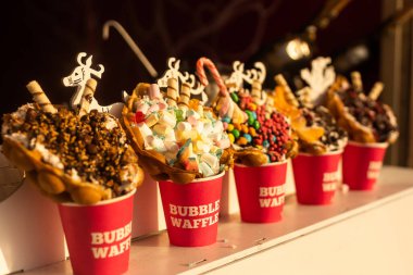 bubble waffle ice cream at fairs.
