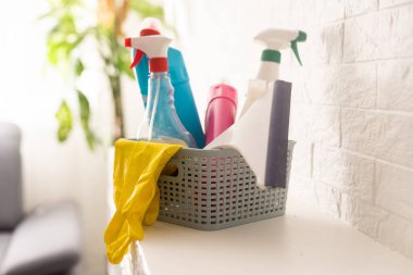 Beyaz arka planda eko fırçalar ve bez parçaları. Düz eko temizlik ürünleri. Daha temiz bir kavram