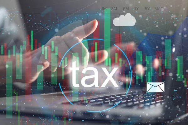 Touch Screen Handscan Online Persoonlijke Inkomstenbelasting Pictogram Voor Belastingbetaling Staatsbelasting — Stockfoto