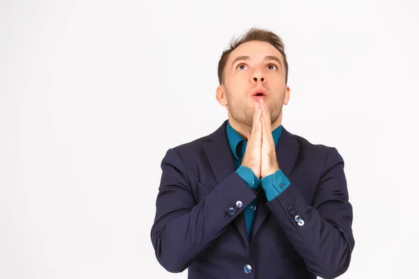 stock image man thinking over gray background