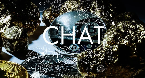 Dupla Exposição Fórmulas Chat Tela Virtual Inteligência Artificial — Fotografia de Stock