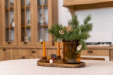 Basit ve Sıradan Mutfak İç Tasarımının Görüntü ve Görüntü Fotoğrafı. Yüksek kalite fotoğraf