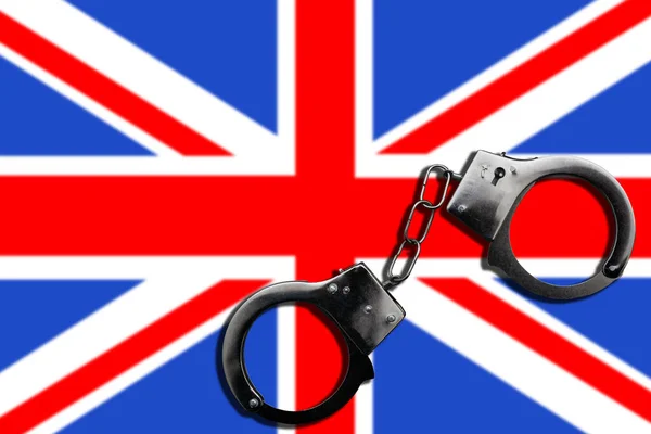 Concept Law Crime Handcuffs Flag High Quality Photo — Stock Photo, Image