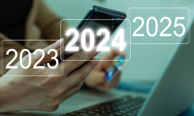 2023 2024 Yeni Yıl Kavramı ve İş Meydan Okuma Fikri.