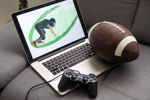 Rugby Ball Joystick Video Game Home — Fotografia de Stock