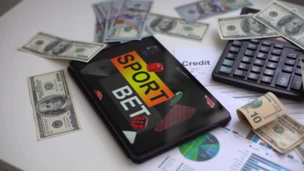 Business Kantoor School Geld Concept Grafiek Papier Tablet — Stockvideo