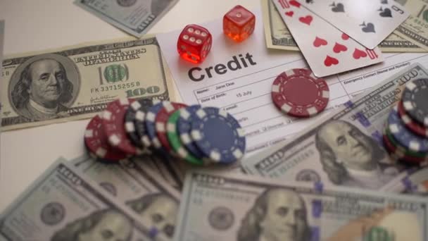 Üzlet Pénzügy Kártyajáték Amerikai Dollár Banki Nyomtatvány Szerencsejáték Koncepció — Stock videók
