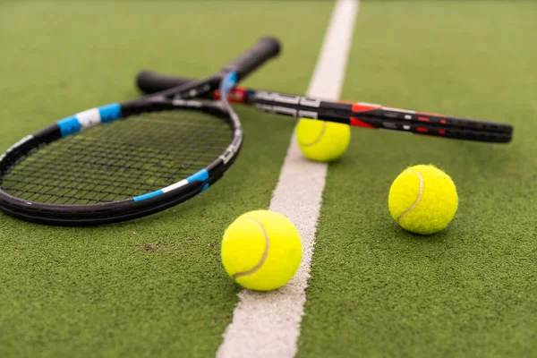 Raquette Tennis Balle Tennis Sur Court — Photo