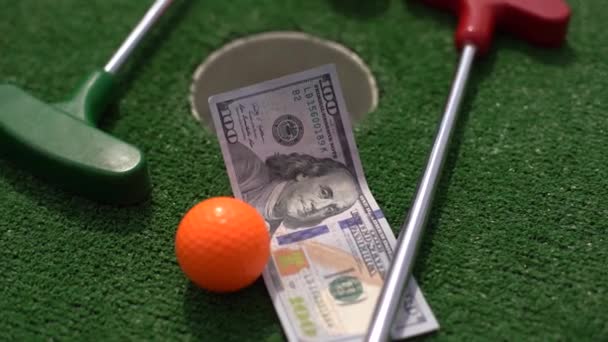 Koncepció Golf Kell Használni Költségvetést Pénzdíjakat Nagyon Versenyképes — Stock videók