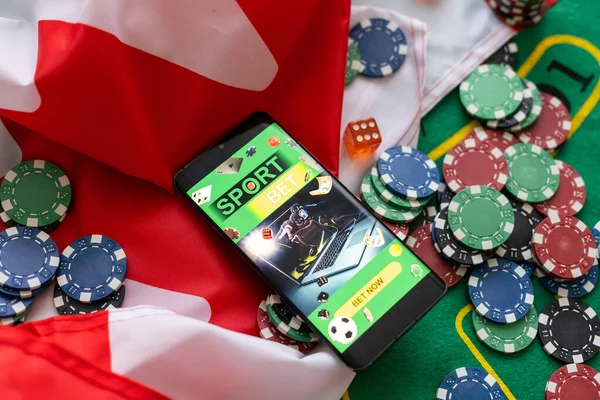 Casino Jogar Nos Estados Unidos Fichas Poker Bandeira Dos Eua — Fotografia de Stock