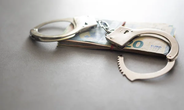 Handcuffs Euro Money Economic Fraud — Photo