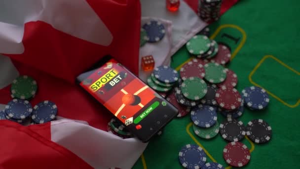 Smartfon Zakładami Sportowymi Flaga Usa — Wideo stockowe