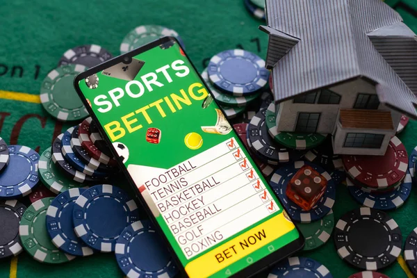 Smartphone Sportovním Sázení Kasino Domeček Hraní — Stock fotografie