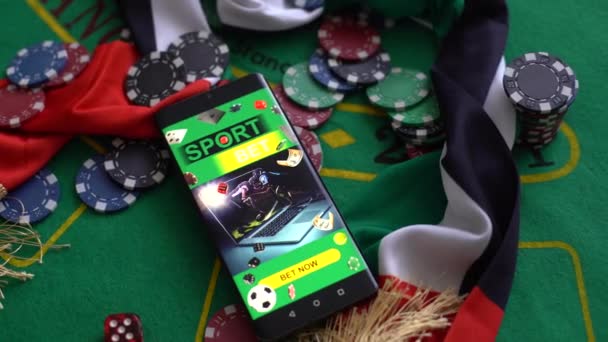Smartfon Zakładami Sportowymi Kasyno Flaga Zea — Wideo stockowe