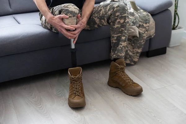 Soldado Artificial Perna Protética Veterano Guerra — Fotografia de Stock