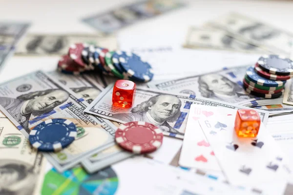 Jogar Cartas Dólares Americanos Forma Bancária Conceito Jogo — Fotografia de Stock