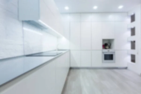 Vista Turva Interior Cozinha Moderna Elegante Foto Alta Qualidade — Fotografia de Stock