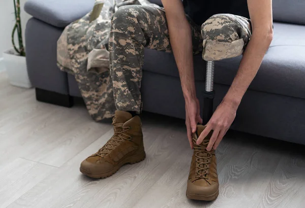 Soldado Artificial Perna Protética Veterano Guerra — Fotografia de Stock