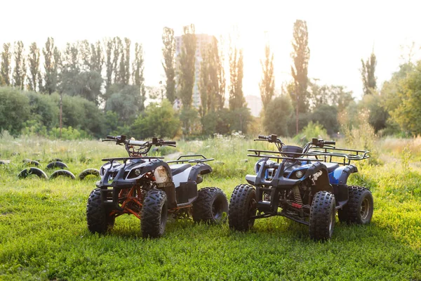 Two Atvs Stand Field — Stock Photo, Image