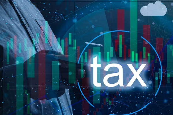 Touchscreen Handscanner Zur Steuerung Des Persönlichen Einkommensteuersymbols Staatliche Steuer Dokument — Stockfoto