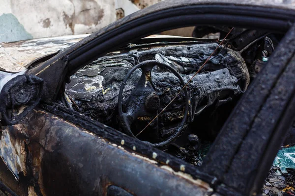 Горящий Автомобиль Пожар Внезапно Начал Охватывать Всю Машину — стоковое фото