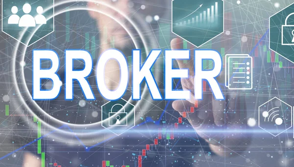 Online Broker Button Virtual Screen — Stock Photo, Image