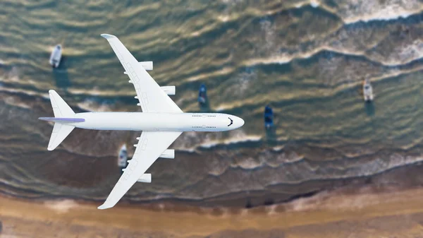 Vliegtuig Boven Grond Uitzicht Stad Vanuit Lucht — Stockfoto