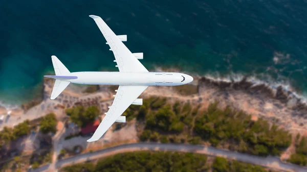 Repülőgép Föld Felett Légi Kilátás — Stock Fotó