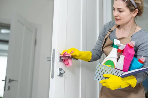 Kobieta Sprzątająca Dom Prace Domowe — Zdjęcie stockowe