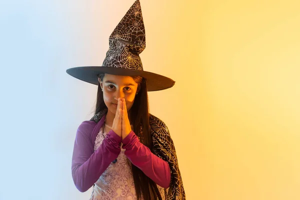 Teenage Girl Witch Costume Happy Halloween Holiday — Stockfoto