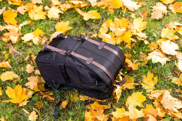 Рюкзак Открытом Воздухе Осеннюю Природу Туристическая Тема — стоковое фото