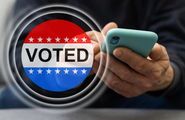 Person Hand Search Election Day Virtual Screen — Stock Photo, Image